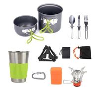 Kit de Vaisselle Camping Portable Ensemble Casserole et poêle léger avec poignées Pliables Conduction la Chaleur idéal pour Le randonnée Trekking Les Aventures Pique-Nique