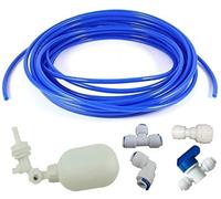 Kit de valve à flotteur de 6,35 mm pour système d'osmose inverse d'eau RO - Filtre à eau à pousser pour connecter les raccords de tuyau CCK (robinet à boisseau sphérique + L + tuyau de 4,6 m) (bleu)