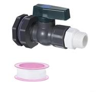 Kit de valve de pluie en PVC de 1,9 cm avec raccord de cloison, adaptateur de tuyau et joint d'étanchéité en silicone pour réservoirs de stockage d'eau, seaux à pluie et Irriga