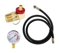 Kit de valve de réservoir d'air avec manomètre, collecteur en laiton et tuyau d'air de 1,2 m - Jauge 0-200 PSI - 1/2 NPT mâle pour réservoir, 1/4 femelle NPT pour tuyau, bouton en aluminium rouge
