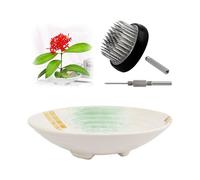 Kit de Vases Japonais Ikebana 1,57 Po, Bols en Céramique en Forme de Grenouille pour Compositions Florales, Fournitures avec Base pour Fleur, Outil