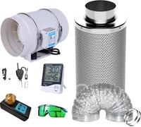 Kit de ventilateur de conduit, interrupteur à distance Régulateur de vitesse, filtre à charbon, kit de ventilateur de vitesse, 6 pouces 150mm