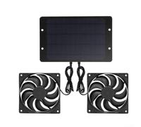 Kit de ventilateur de ventilation à énergie solaire, panneau monoline 10 W 12 V avec 2 ventilateurs pour serre, poulet, niche, camping-car, cabine et camping