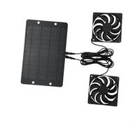 Kit de ventilateur d'échappement double à énergie solaire avec panneau 10 W 12 V, moteur résistant aux intempéries et câble de 2 m pour serre, poulailler, abri de jardin ou niche, noir (A)