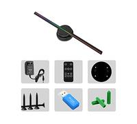 Kit de ventilateur d'hologramme 3D, 3D hologramme projecteur ventilateur mural WiFi monté sur mur LED joueur signe lampe holographique distant affichage d'affichage support image vidéo pour les magasi