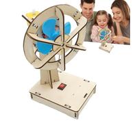 Kit de ventilateur éducatif STEM - 9,5 x 7,5 x 17 cm, expérience de ventilateur oscillant DIY, projet de circuit en bois, jouet scientifique interactif, activité d'apprentissage éducatif | Jeu scienti