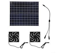 Kit de ventilation à double ventilateur solaire 22 W avec panneau polycristallin pour camping-cars, serres, granges et petites structures