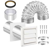 Kit de ventilation de sèche-linge de 10,2 cm avec tuyau/connecteur de conduit/plaque murale, kit de conduit d'aération mural pour ventilateurs de salle de bain, évacuation de l'air, lave-linge de