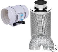 Kit de ventilation Duct, interrupteur à distance Régulateur de vitesse, filtre à charbon, kit de ventilation, 6 pouces 150mm