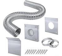 Kit de ventilation mural pour poêle à granulés en acier inoxydable - Tuyau flexible en aluminium - Déflecteur de pluie - Ensemble complet de 5,1 cm - Avec pinces à plaque pour installation extérieure