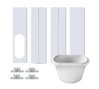 Kit de Ventilation pour Climatiseur Portable, Kit d'Étanchéité Fenêtre, Calfeutrage pour Climatiseur Mobile PVC Réglable Télescopique (4 Plaques + Vis + Connecteur de 13 Cm)