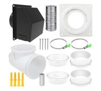 Kit de ventilation pour sèche-linge de 10,2 cm avec coude à 90°, tuyau et plaque murale de 1,5 m, hotte en acier galvanisé pour buanderie, échappement de salle de bain, circulation d'air CVC, noir