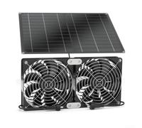 Kit de ventilation solaire 15 W avec deux ventilateurs d'échappement, panneau solaire monocristallin 12 V pour serre, poulet, abri de jardin et camping-car, utilisation extérieure IP65