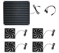Kit de ventilation solaire 25 W avec 4 ventilateurs d'échappement panneau monocristallin pour serre, camping-car, niche et abri de jardin