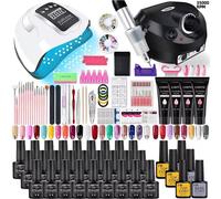 Kit De Vernis À Ongles En Acrylique,Ensemble De Gel Poly Avec Lampe À Ongles,Extension D'ongles,Gel À Paillettes,Gel De Construction Uv,Ensemble D'outils De Manucure.S043-X11max-1-27.