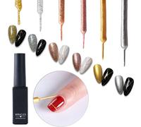 Kit De Vernis À Ongles En Gel Stylo Doublure, Vernis À Gel Uv À Dessin De Peinture, Vernis À Ongles En Gel, Tirez Le Stylo De Ligne Pour Manucure Des Ongles, Noir Blanc Paillettes Argent Rose Or