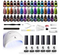 Kit de vernis à ongles gel - 21 couleurs œil de chat - Effet holographique caméléon - Lampe UV LED 48 W