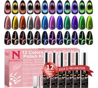 Kit De Vernis À Ongles Gel Clara Colors, 12 Couleurs Scintillantes 9d Caméléon ?il De Chat Ensemble De Vernis À Ongles Gel Avec Base Lumineuse Magnétique Top Coat Kit De Démarrage De Vernis À Ongles