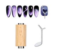 Kit de vernis à ongles gel œil de chat à double tête + fil de fer en forme de Y pour effet œil-de-chat en forme de cœur, aimant en bois, barre magnétique œil de chat, ensemble d'outils pour la maison