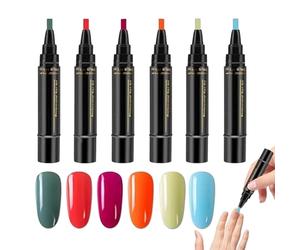 Kit de vernis à ongles gel - Kit de peinture à séchage rapide | 6 stylos de vernis gel sans UV | Fournitures de manucure en une étape pour la maison, art de profession