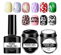 Kit de Vernis Gel - 3 Pièces Accessoires Pour Manucure - Kit de Design d'Ongles Base Coat et Gel à Dessiner,Pour Dessin De Vague Fleur Dentelle Et Peinture Débutants Adultes Salon À