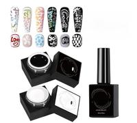 Kit De Vernis Gel - 3 Pièces Multifonctionnelles Longue Tenue - Base Coat 15 Ml Pour | Outils De Manucure Pour Débutants, Salon, Dessin, Peinture, Lettres Dentelle Et Vagues