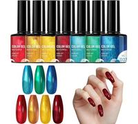 Kit De Vernis Gel Arc-En-,Kit de Vernis à Ongles Nacré - de 7 Couleurs d'Ongles Portables pour Mariage Séances Photo Spectacles Salons Festivals de Musique Fêtes pour Femmes