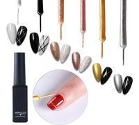 Kit De Vernis ¿¿ Ongles En Gel Stylo Doublure, Vernis ¿¿ Gel Uv ¿¿ Dessin De Peinture, Vernis ¿¿ Ongles En Gel, Tirez Le Stylo De Ligne Pour Manucure Des Ongles, Paillettes Argent Rosa Or Noir Blanc
