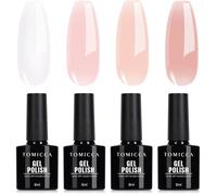 Kit de vernis semi-permanent-KAL-Vernis semi-permanent UV/LED,kit 4 couleurs nude et transparent,soak off,8 ml