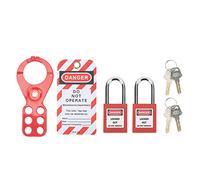 Kit de verrouillage avec enrouleur de sécurité et cadenas - Équipement de sécurité pour appareils industriels - Cylindre de serrure de 38 mm pour un entretien efficace - Poignée de 38 mm