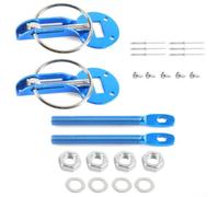Kit de verrouillage de capot anti-vibration Kit de verrouillage | Alliage d'aluminium, 2 clés incluses, empêche soulèvement, idéal course, finition noire(Blue)