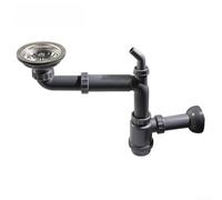 Kit de vidage d'évier de cuisine réglable anti-parfum en acier inoxydable avec égouttoir à cuve unique pour évier de cuisine, tuyau de vidange pour économiser de l'espace avec entrée préinstallée pour