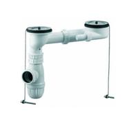 Kit de vidage siphon et bonde sans trop-plein pour évier 2 cuves D60 - VALENTIN - 00 788000 000 00