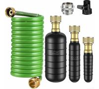Kit de vidange 3 pièces pour un retrait efficace de l'obstruction, s'adapte aux tuyaux de 2,5 à 15,2 cm avec tuyau rétractable de 3 m et vanne d'arrêt (vert)