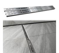 Kit de vidange à canal mince, 1 m, très résistant, 50 x 30 mm, grille de drainage étroite en acier inoxydable, pour béton, cour, allée, ruissellement d'eau pluviale (lot de 3, l x H : 50 x 50 mm)