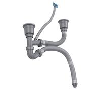 Kit de Vidange d'Évier Double avec Tuyau Extensible, Anti-Odeur, PP PVC Acier Inoxydable, 110mm, pour Cuisine