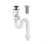 Kit de vidange d'évier en acier inoxydable et ABS avec couvercle rabattable, bloc pop-up flexible, design anti-obstruction, joint en silicone intégré, étanche, pour salle de bain ou cuisine, 3 à 30,5
