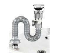 Kit de vidange d'évier universel avec tuyau flexible, égouttoir de lavabo de salle de bain, siphon de plomberie anti-fuite et anti-odeur for éviers de cuisine et de salle de bain(Grey,Large bounce)