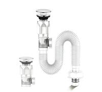 Kit de vidange d'évier universel avec tuyau flexible, égouttoir de lavabo de salle de bain, siphon de plomberie anti-fuite et anti-odeur for éviers de cuisine et de salle de bain(Natural,Large bounce)