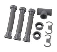 Kit de vidange double d'évier réglable flexible P Siphon 3,8 cm et 3,8 cm Tuyau extensible 20,3 à 81,3 cm avec joints en silicone pour cuisine salle de bain