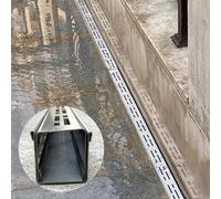 Kit de vidange linéaire d'extérieur - Système de drainage fin en acier inoxydable 304 - Couvercle de grille amovible - Tuyau de vidange efficace pour des solutions de gestion de l'eau supérieures