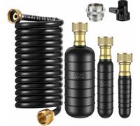 Kit de vidange, pour évier, douche et canalisations de piscine avec tuyau rétractable de 3 m et adaptateur de robinet en laiton pour une utilisation fiable (noir)