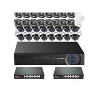 Kit de vidéosurveillance 4K Ultra HD 8MP avec détection de Visage POE NVR, Audio bidirectionnel extérieur, système de vidéosurveillance Domestique 4MP CCTV(4T,32pcs 4MP Cameras)