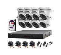 Kit de vidéosurveillance 8 canaux DVR 1080P et 8 x 2,0 MP Full HD 1080p Caméras de vidéosurveillance à dôme blanc IR 20 m Vision nocturne