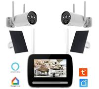 Kit de vidéosurveillance KYF : Écran 7″ enregistreur + 2 Caméras Solaires rechargeables Ultra HD 4MP (2x fixes)