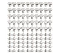 Kit de vis à Rivets en acier inoxydable M4, écrous de taquet de clôture ronds et plats, 50 jeux pour reliure artisanale en cuir 5x8x9.5mm