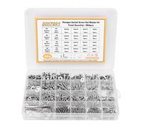 Kit de vis à tête fraisée hexagonale à, écrous et rondelles, M2, M3, M4, M5 - Ensemble d’éléments de fixation en acier inoxydable 304 avec boîte de rangement pour