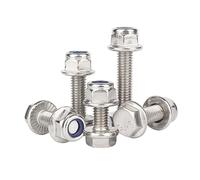 Kit de vis à tête hexagonale externe à bride M6 en acier inoxydable 304 et écrous en Nylon, 20 jeux de boulons hexagonaux à bride dentelée vis industrielles(M6x30 (20 sets))