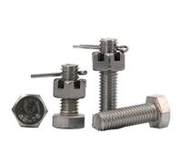 Kit de vis à tête hexagonale M6 en acier inoxydable 304, avec trous et écrous fendus, 10 jeux, trou l'extrémité tige traversante(M6*20 (10 sets))