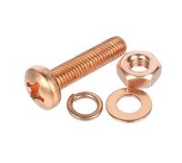 Kit de vis et écrous à tête cruciforme M6 en cuivre T2 avec rondelles plates ressort, jeux 2/4, boulons cylindrique pur(M6x16 [4 sets])